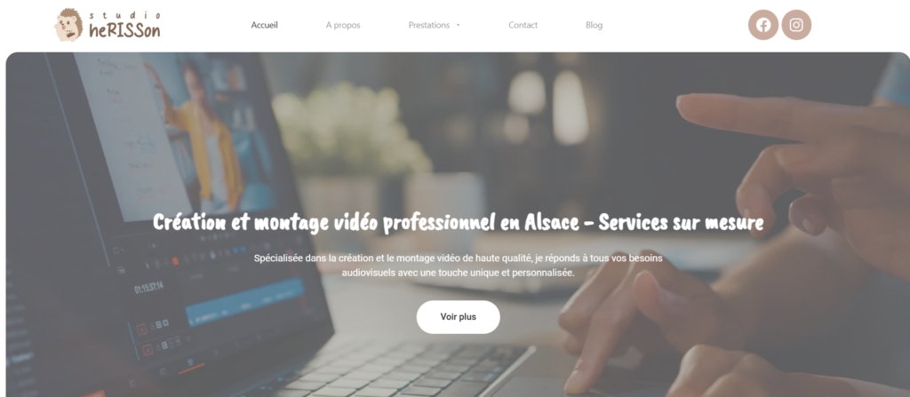 Page d'accueil du site internet studio herisson version ordinateur.
