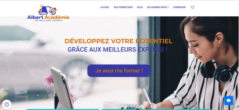 capture d'écran de la page d'accueil du site albert académie