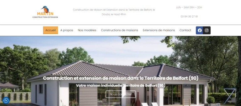 Capture d'écran du site martin construction